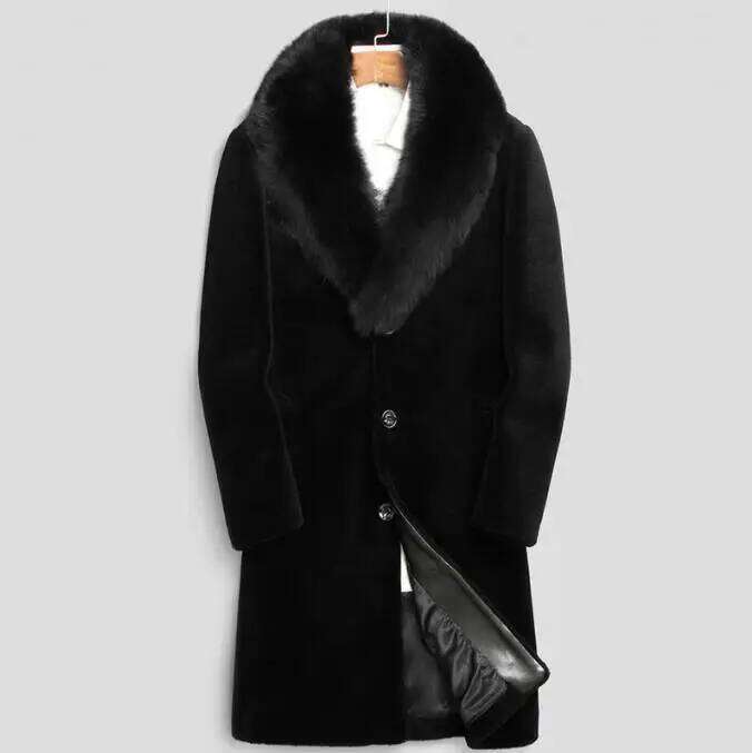 5XL Classic Warm Faux Fur Coat Fashion Autumn Men's black Streetwear Single Breasted Outdoor Thicken Windbreakers Z260313