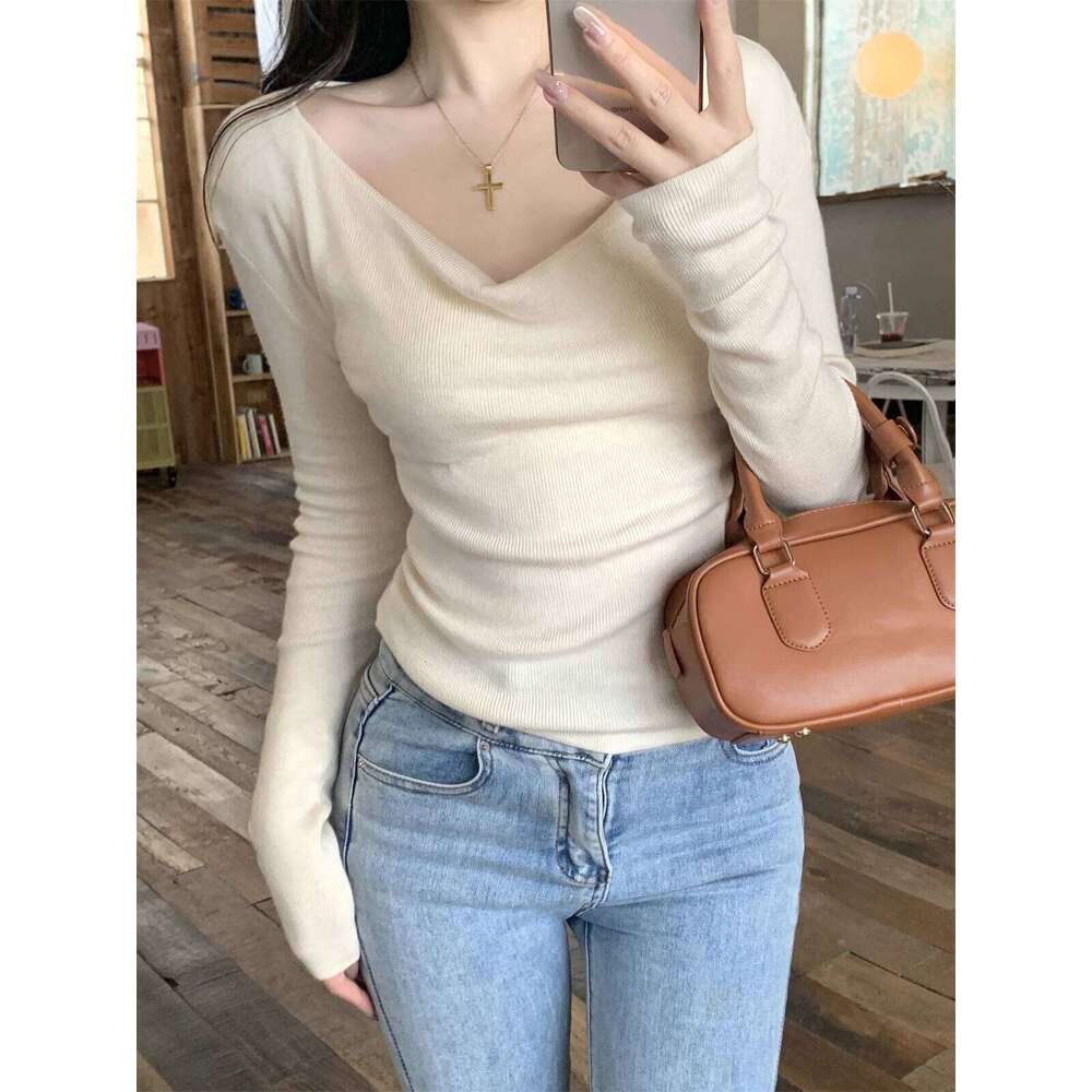 Sueters De Mujer Fashion Slim Knitted Pullovers Long Sleeve V-Neck Knit Sweater Pullover Women Tops Sweaters Q2555 Z260314