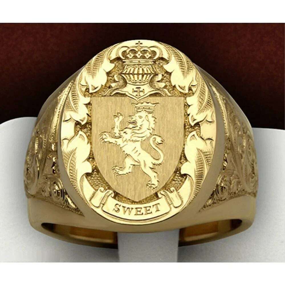 Simple Niche Crown Lion Royal Seal Personalized Domineering Street Fashion Party Men's Ring Accessories H260312
