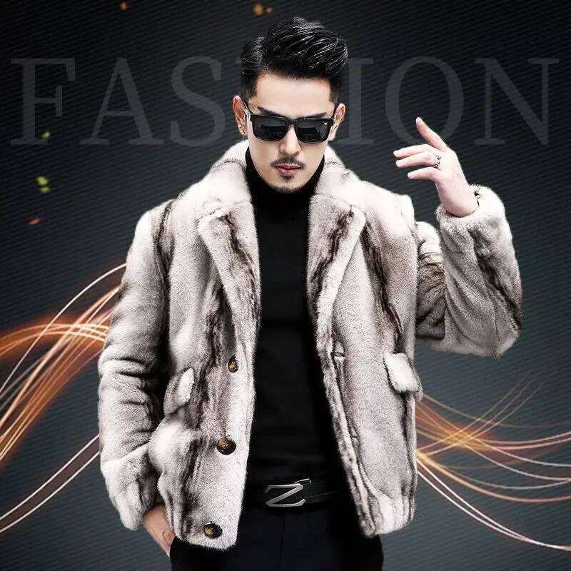 Mens Faux Men Ferret Men's Tailored Collar Male Coat Imitation Mink Fur Winter Man Jacket Luxury Z260313