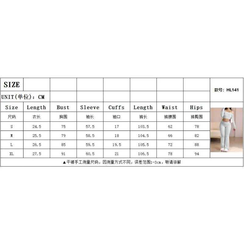 Casual Workout Two Piece Sets Woman Outfits Crop Long Sleeves Tops Foldover Flare Pants Tracksuit Suit Summer and Fall 2025 New M260313