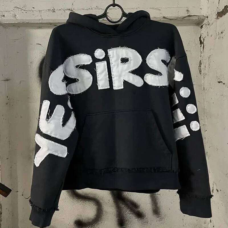 Gothic Casual Streetwear Creative Letter Patchwork Long Sleeve Oversized Pullover Harajuku Simple Vitality Hip Hop Rock Hoodies Z260314