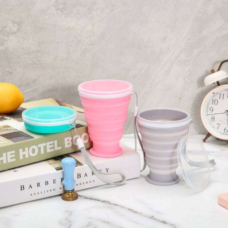 200/300ML Folding Portable Retractable Cups Outdppr Travel Coffee Tea Water Cup Telescopic Drinking Mug with Lid Z260313
