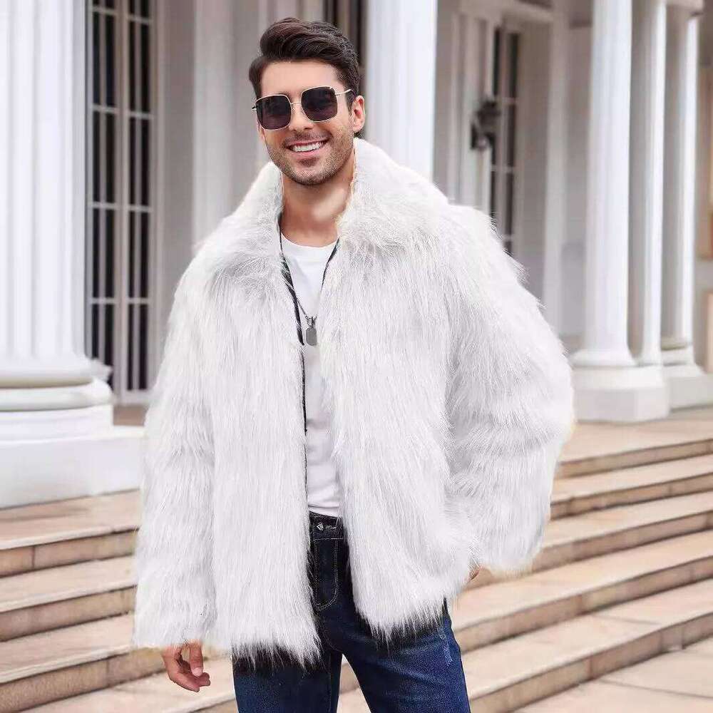 Luxury High-quality Jacket Soft Fluffy Winter Faux Men's Lapel Outerwear Warm Design Streetwear Fake Fur Coat Men Z260313