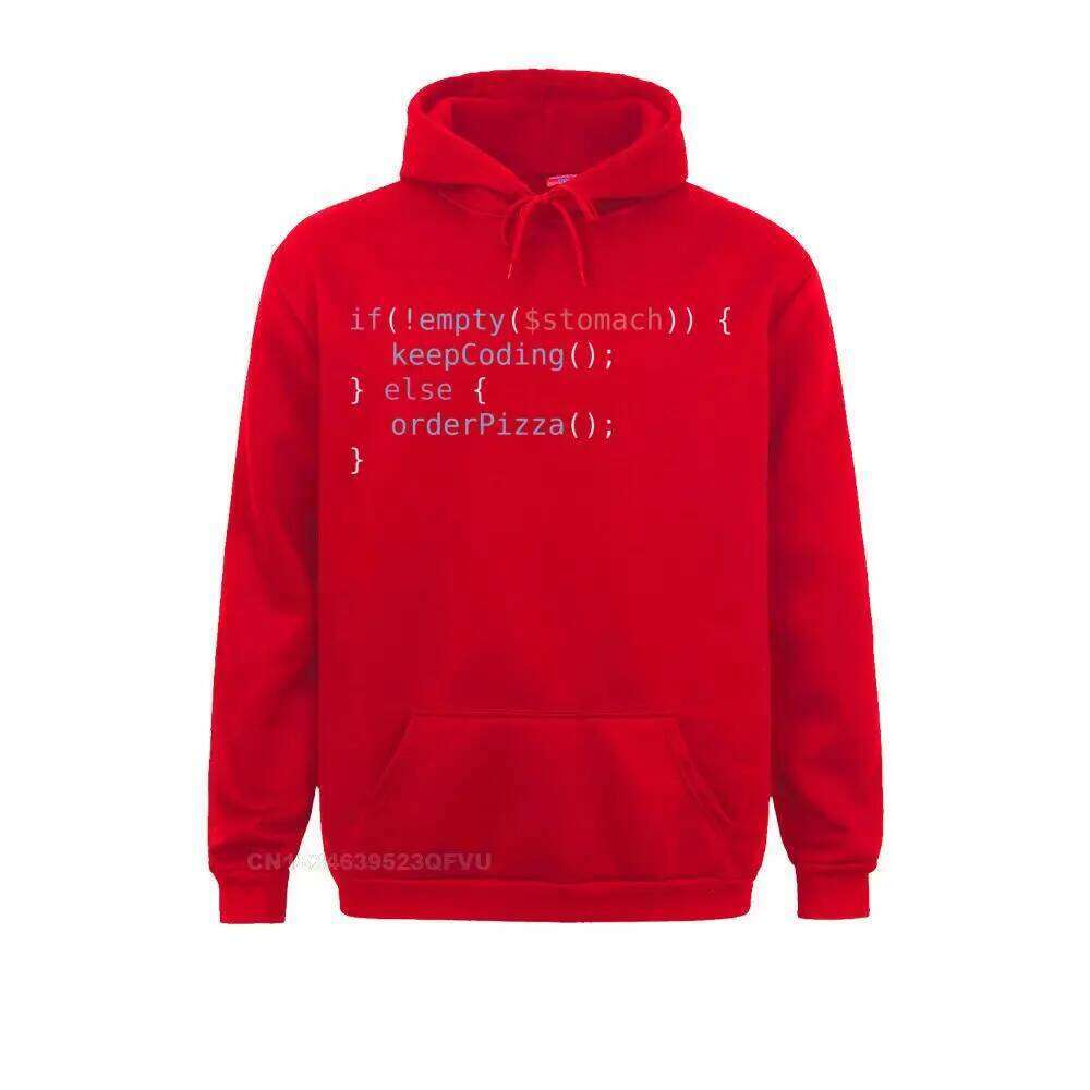 Hungry Coder Sweater For Men Pure Cotton Vintage Hoodie Programming Programmer Pizza Monkey Code Oversized Z260314
