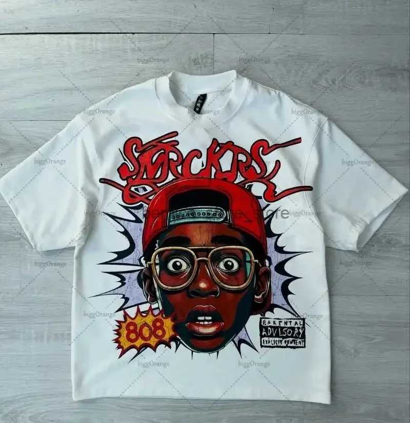 Men Clothing Unisex Y2k Harajuku Streetwear Men Fashion New Cartoon Print Design Shirt Retro Hip Hop Trend Oversized T-Shirt Y2k D260313