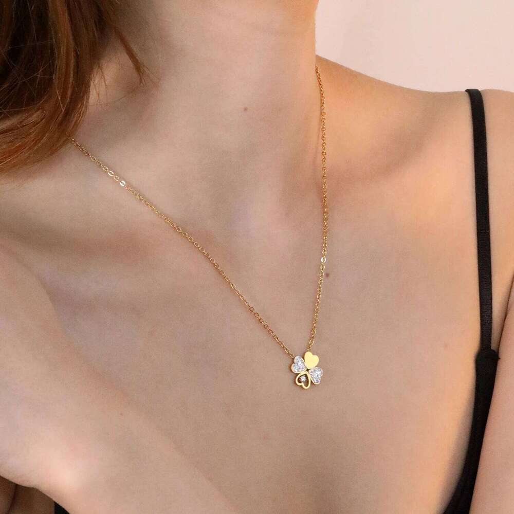 ASONSTEEL Trendy Lucky Cr Zirconia Pendant Stainless Steel Fashion Butterfly Chok Necklace Women Gifts H260312