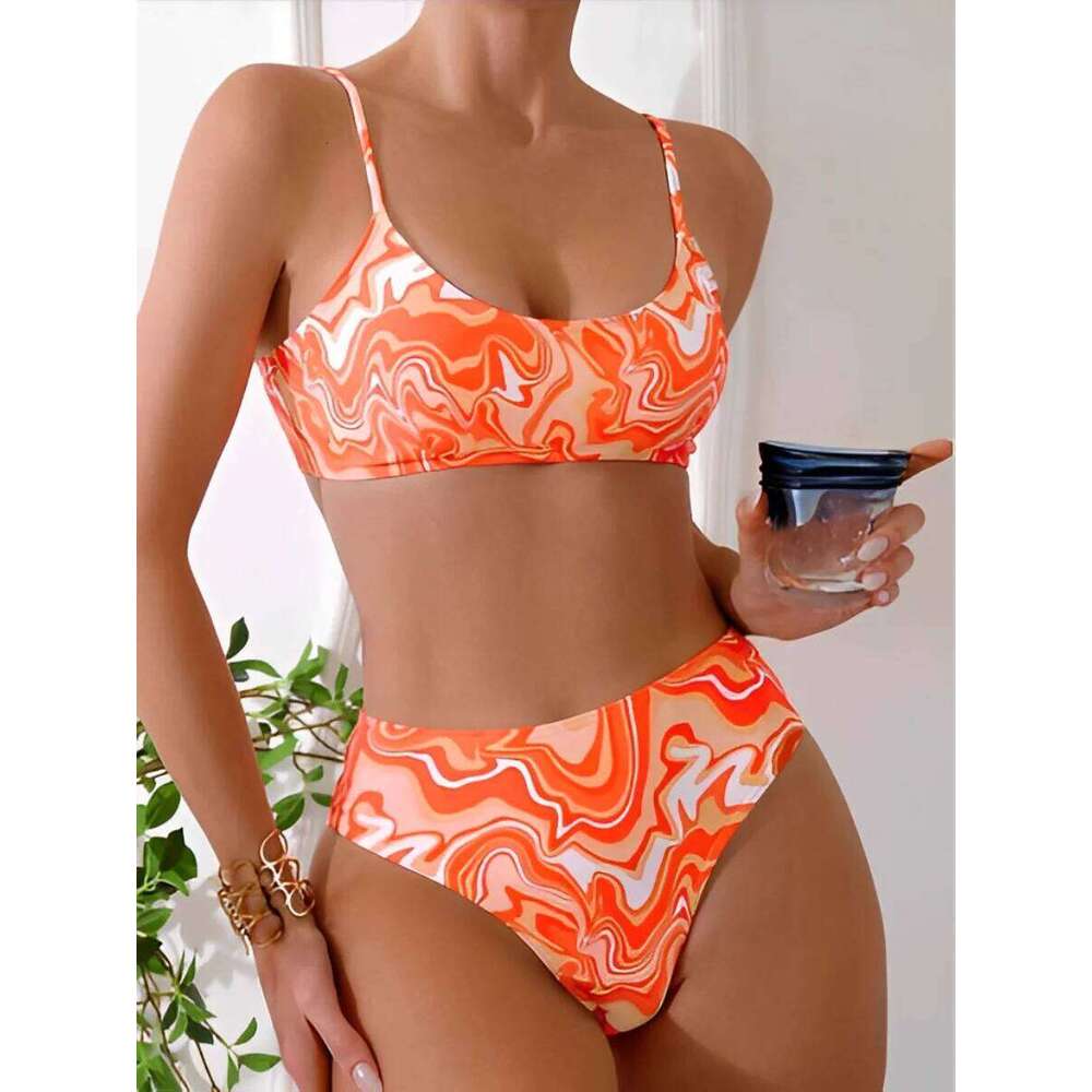 Sexy Bikini 2025 Women 3 Pieces Swimwear Female High Waist Swimsuit Orange Bathers Swimming Bathing Swim Suit Summer Beachwear Y260303