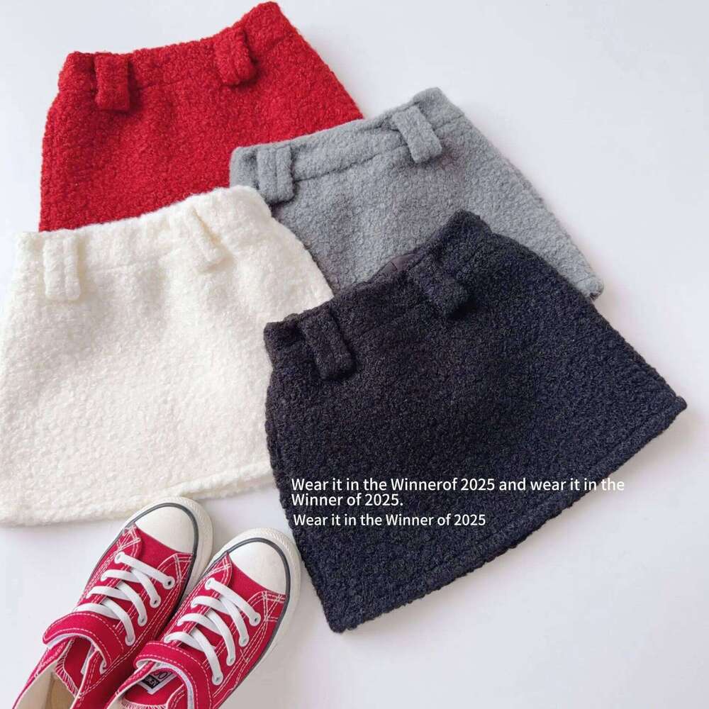 Childrens Winter Fleece Solid Plus Velvet Infant Babys Trendy Elastic Waist Toddler Kids Girls Skirts Z260314