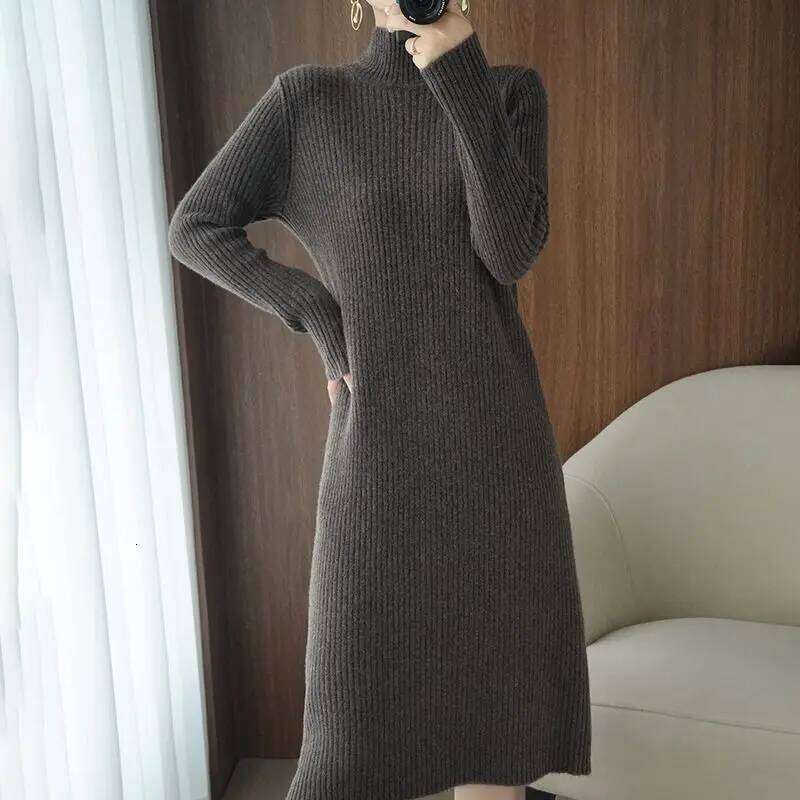 Casual Aesthetic Maxi Sweater Dress for Women Winter Loose Woman Robe Long Vintage Dresses Knitted Bodycon Korean Fashion White Z260313