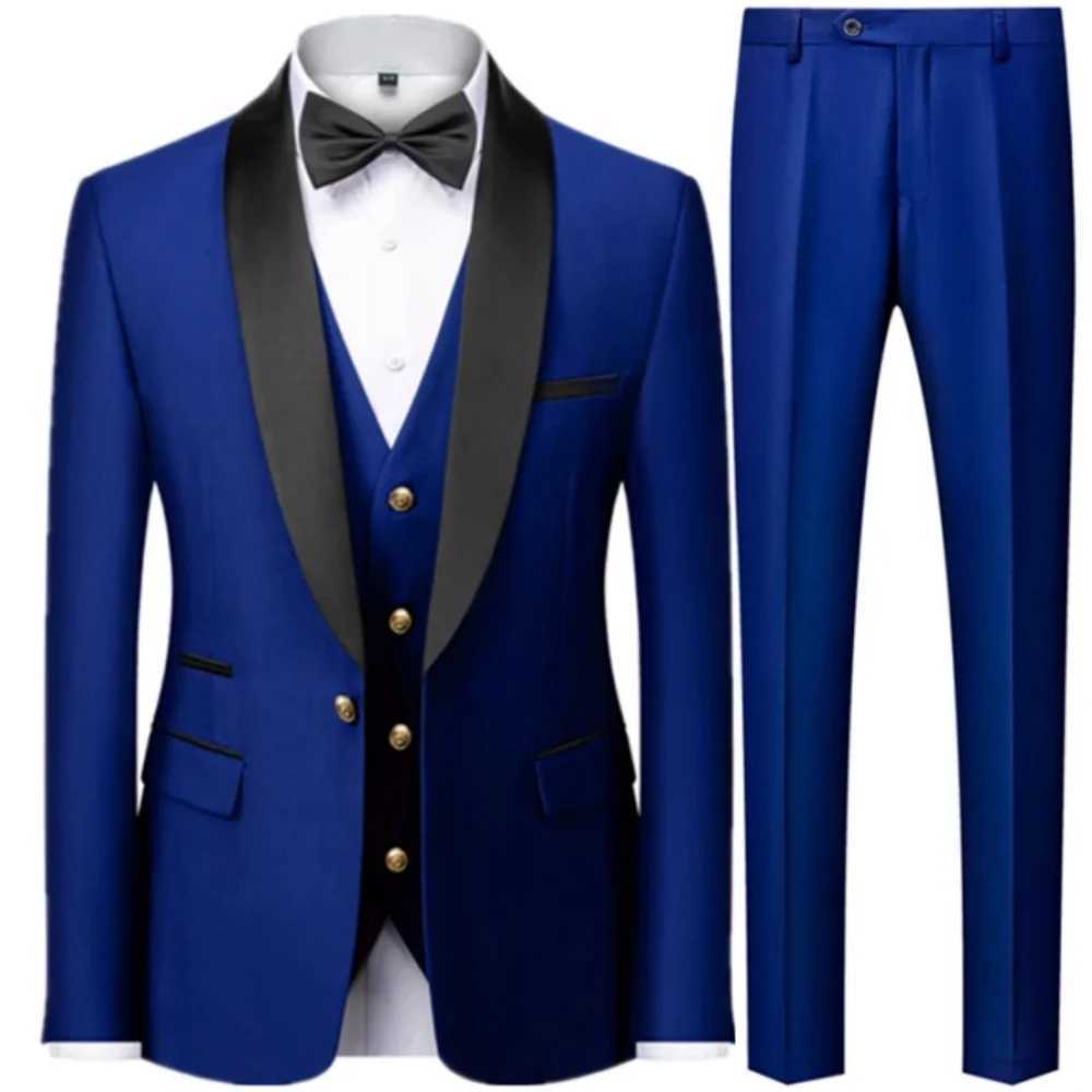 Deluxe Mens suit Fashion Formal Dress 3 piece jacket pants vest blazer pants M260313