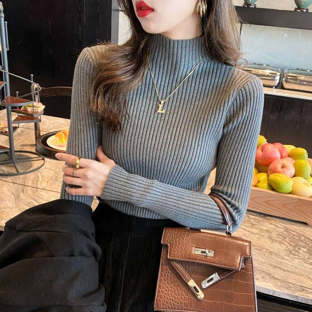 Autumn Winter Knitted Shirt Women Sweater Bottoming Shirts Female Long Sleeve Skinny Elastic Slim Sweaters Knit Pullover Tops Z260313