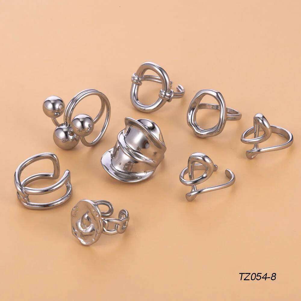 CARLIDANA Stainless Silver Color Irregular Circle Finger Rings Titanium Steel Personalized Geometric Open Ring Women H260312