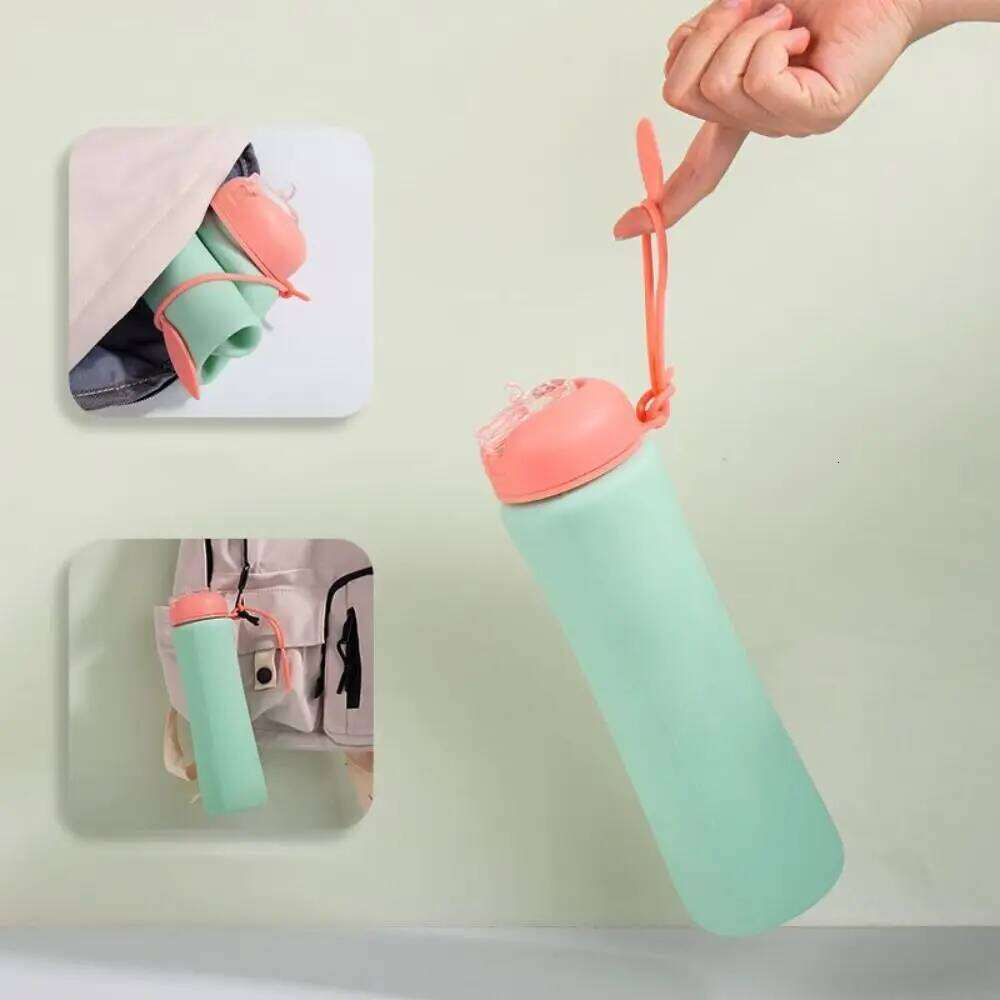 Leak Proof Foldable Silicone Bottle Reuseable Portable Folding Cup Twist Cap Collapsible Water Cups Gym Z260314