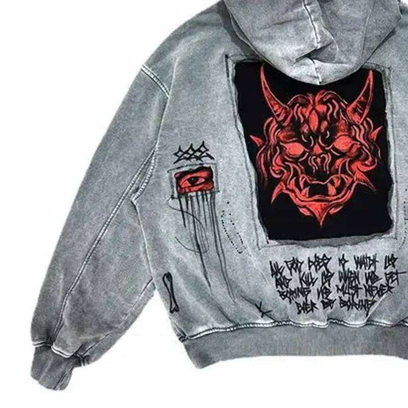 hoodiey2k Women's sweatshirtsHoodie Sweatshirt Men's Hip Hop Letter Vintage Skull Pattern Print Oversized Hoodie Jacket Clothin Z260315