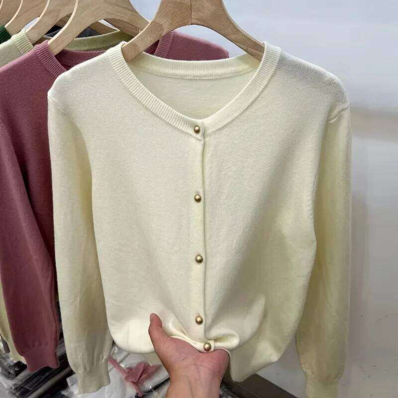 2025 Autumn Winter Long Sleeve Sweaters Cardigans O-Neck Knitted Sweater Women Tops Knitwear Clothing Fashion Z260314