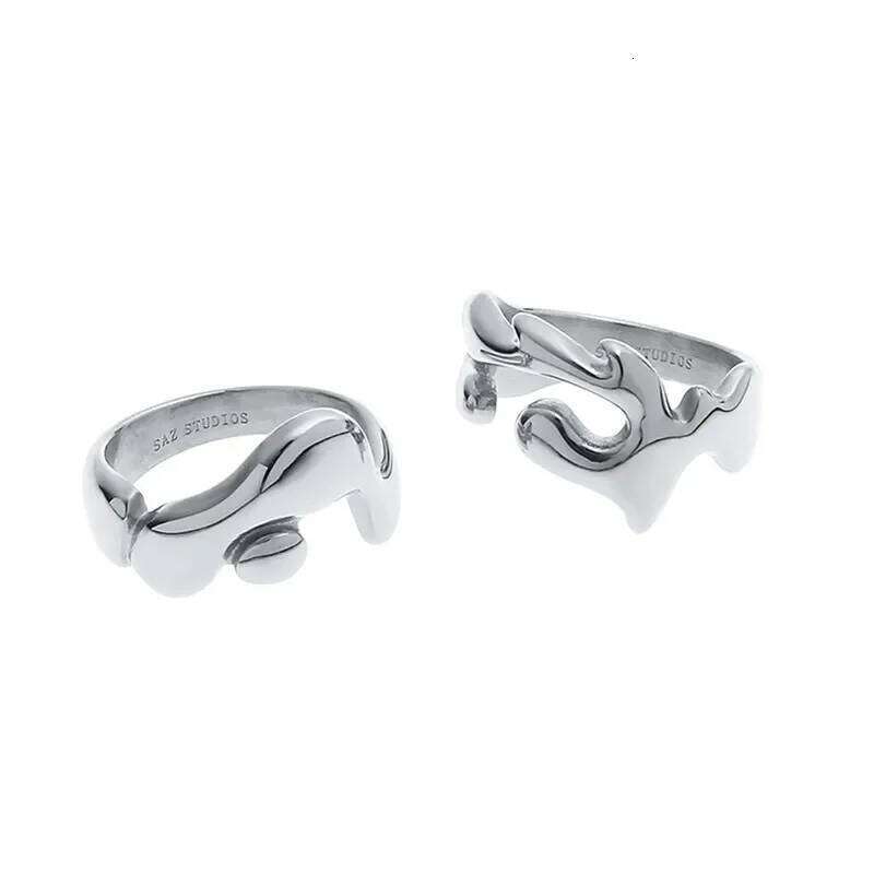 Liquid Lava Ring Titanium Steel Couple Irregular Ins Minimalist Hip-Hop Fashion All-Match Set Jewelry Gift Accessories H260312