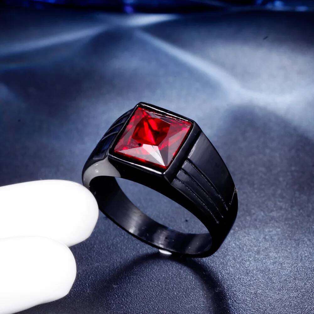 Punk Hip Hop High Quality Multi-colored Big Stone Rings Men Women Fashion Stainless Steel Ring Biker Jewelry Gifts Dropshipping H260312