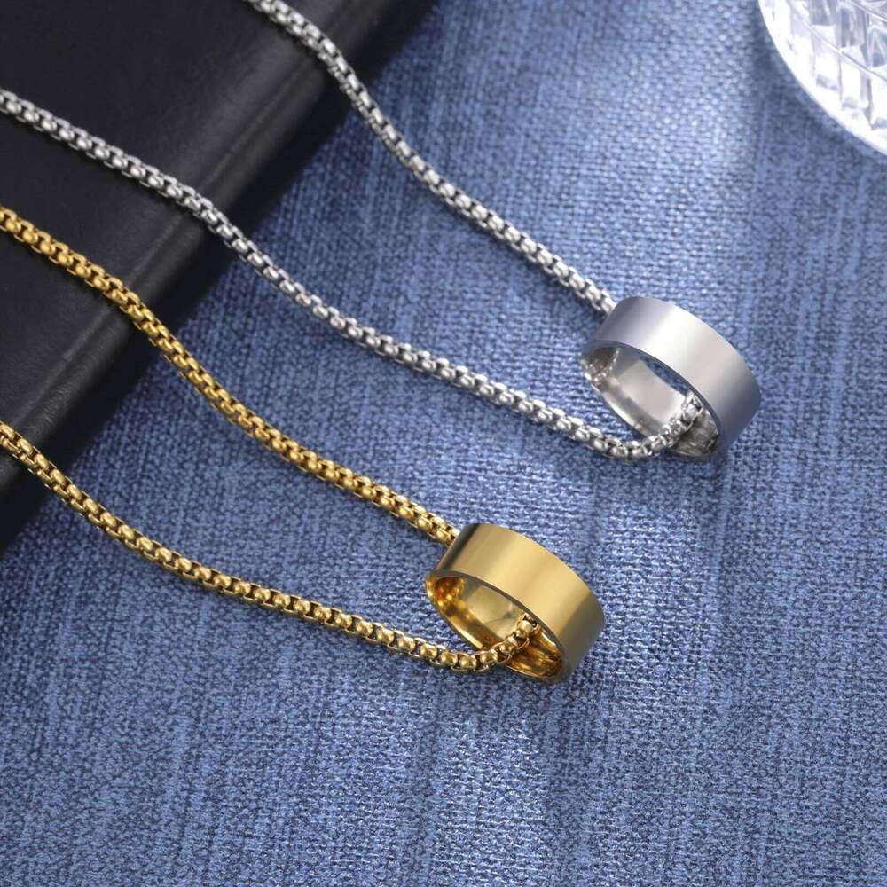 Skyrim Wide Circular Ring Pendant Stainless Steel Necklace For Men's Fashionable And Minimalist Birthday Engagement Gift Jewelry H260312