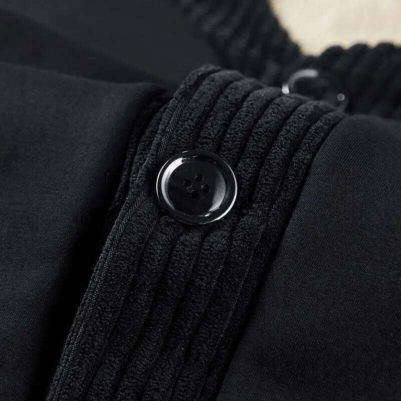 Autumn Winter New Men Lamb Wool Warm Plus Velvet Coat V-Neck Solid Button Pocket Zipper Fashion Casual Long Sleeve Cardigan Tops Z260313