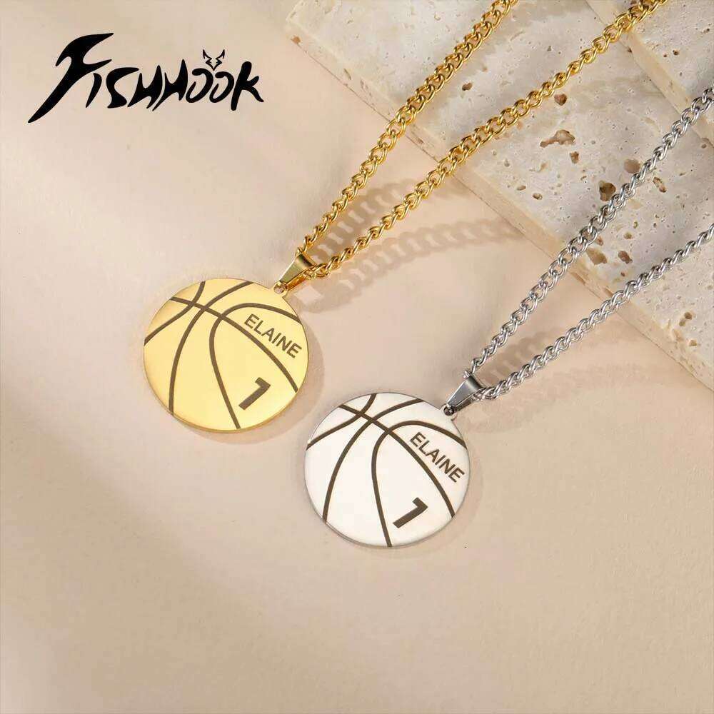 Ball Basketball Necklace Personalized Custom Name Gift For Women Men Boy Kid Father Day Dad Stainless Steel Pendant Jewelry Punk H260312