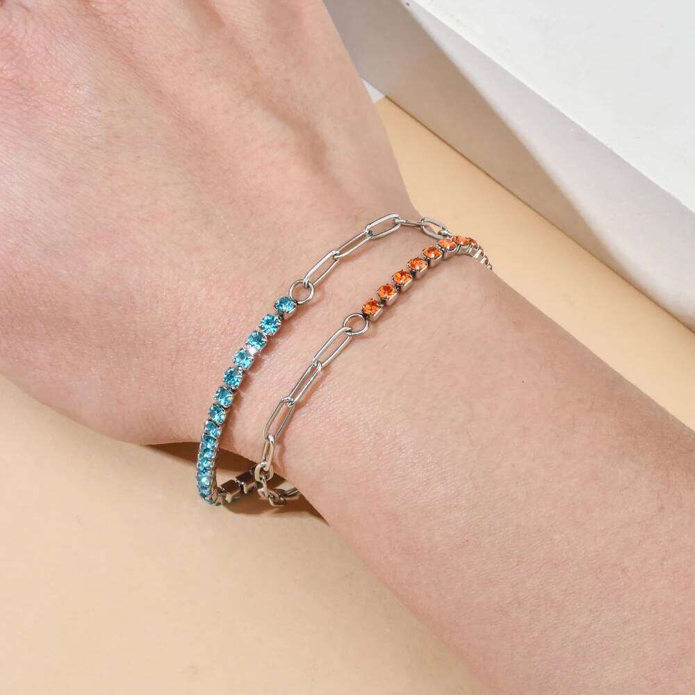 ZMZY Luxury Crystal CZ Tennis Bracelet Bangle for Women Classic Stainless Steel Chain Bracelets Wedding Fashion Jewelry Gift Z260313