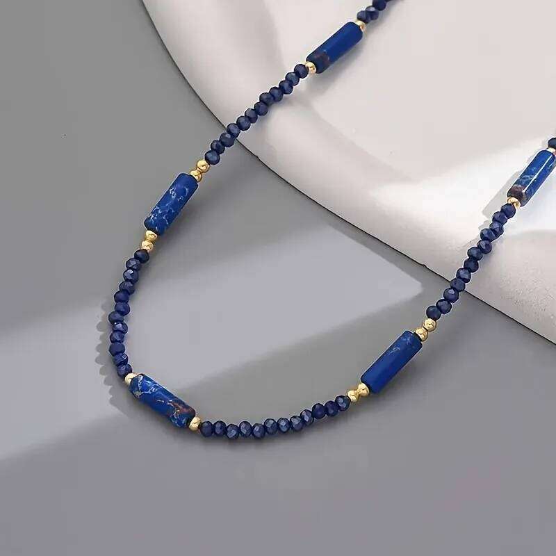 Women's Minimalist Blue Bead Necklace, Exquisite and Fashionable, Suitable for Jewelry Accessories Worn At Daily Parties H260312