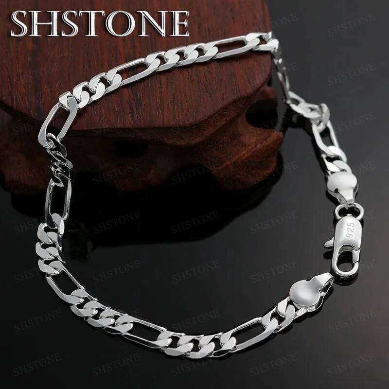 Wholesale charms classic 4MM sideways chain 925 Sterling silver Bracelet for woman boy man jewelry Wedding party Christmas gifts Z260313