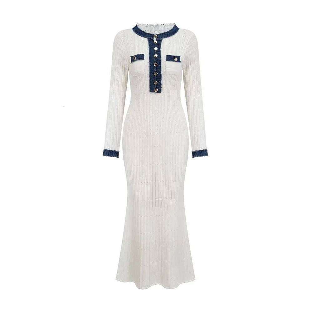 Korean Design Knitted Slim Sweater Dress Fall Winter New Long Sleeve Knit Dresses Women Elegant O-neck Sexy Knitwears Vestidos Z260313