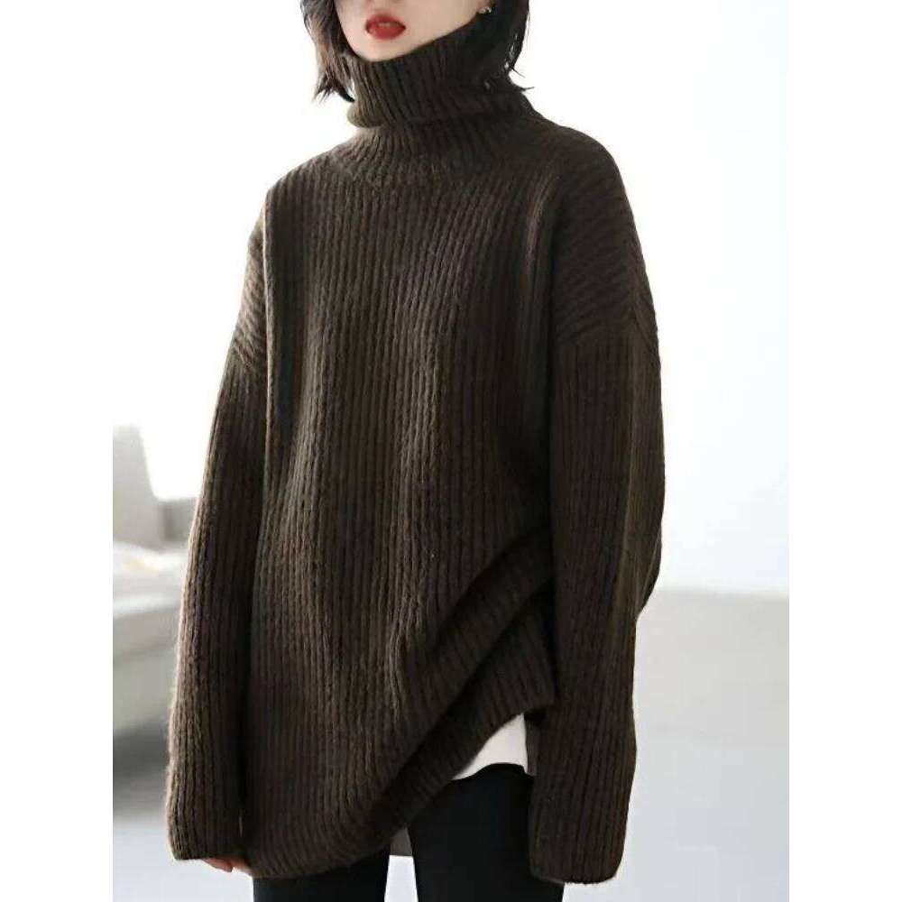 Long Sleeve Solid Comfortable Jumpers Korean Style Turtleneck Pullovers 2025 Autumn Winter Loose Casual Warm Knitted Sweater Z260313