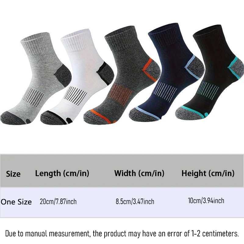 5 Pairs Mens Premium Sports Socks High-Quality Cotton Soft Comfortable Sweat-Absorbent Breathable for Outdoor Activities D260313