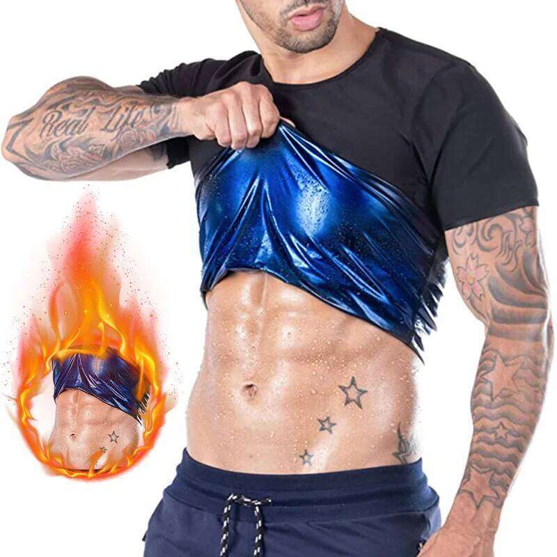 Men Sweat Sauna T-shirt Waist Slimming Suit Body Shapers Shapewear Corset Underwear Belly Control Fitness Fat Burn Tops 26Y0312