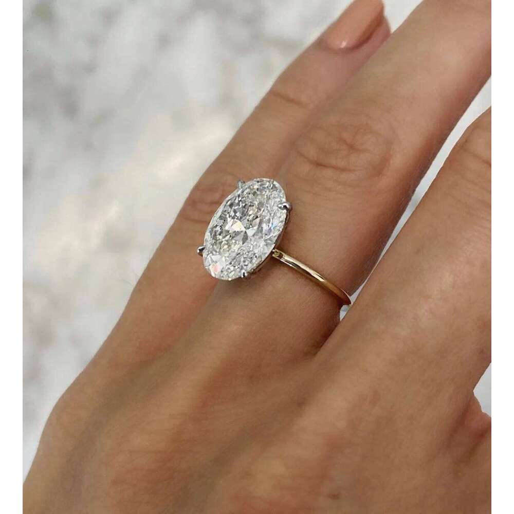 Gold Plated Oval Cubic Zirconia Ring for Women Wedding Engagement Jewelry Wholesale Size 5-10 Trendy Fashion Accessory H260312