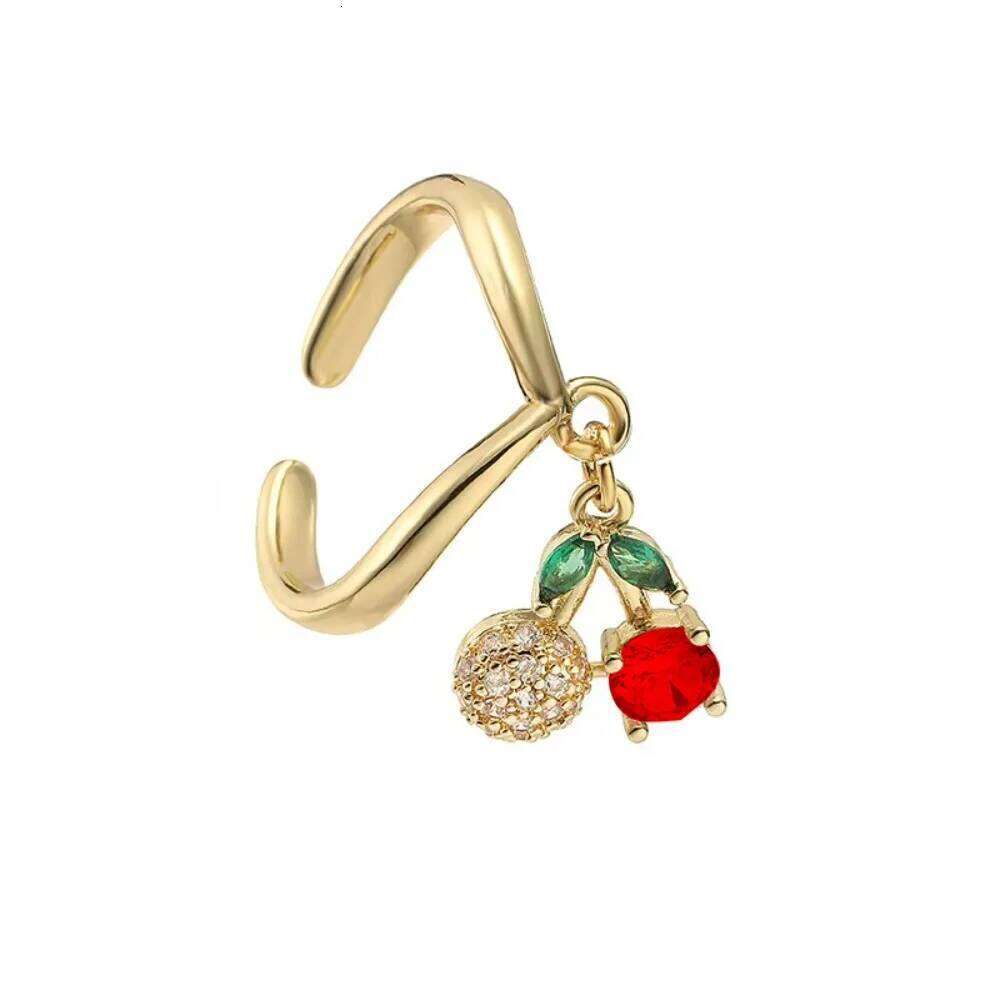Sweet Cute Fruit Series Small Strawberry Cherry Stainless Steel Adjustable Opening Rings for Women Fashion Finger Jewelry Gift H260312