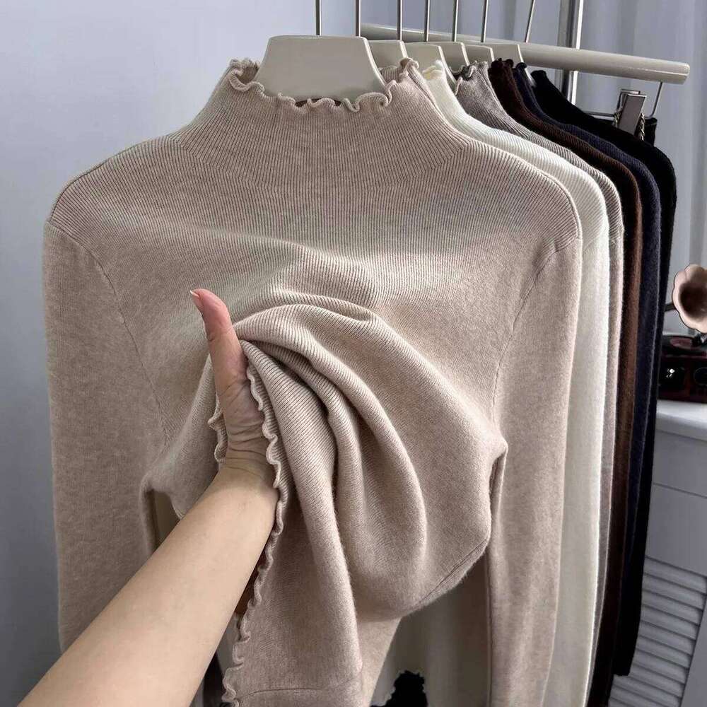 2025 Korean-style Solid Color Casual Soft Pullover Autumn Winter New Turtleneck Sweaters Women Slim Warm Ruched Knitted Jumpers Z260313