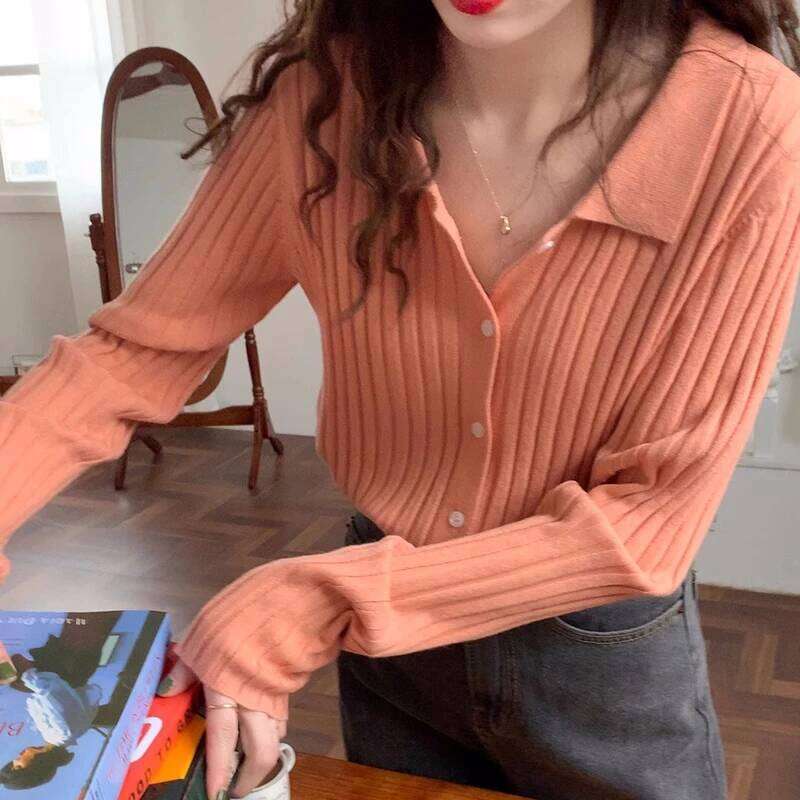 AOSSVIAO Autumn Winter Lapel 2025 Single-breasted Knitted Cardigan Women Retro Slim Fit Soft Sweater Fashion Tops Z260313