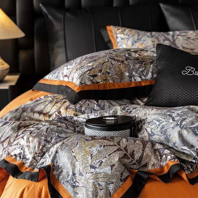 Premium 1000TC Egyptian Cotton Digital Printing Color Blocking Bedding Set Duvet Cover Flat/Fitted Bed Sheet Pillowcases 4Pcs H260312 - view 6
