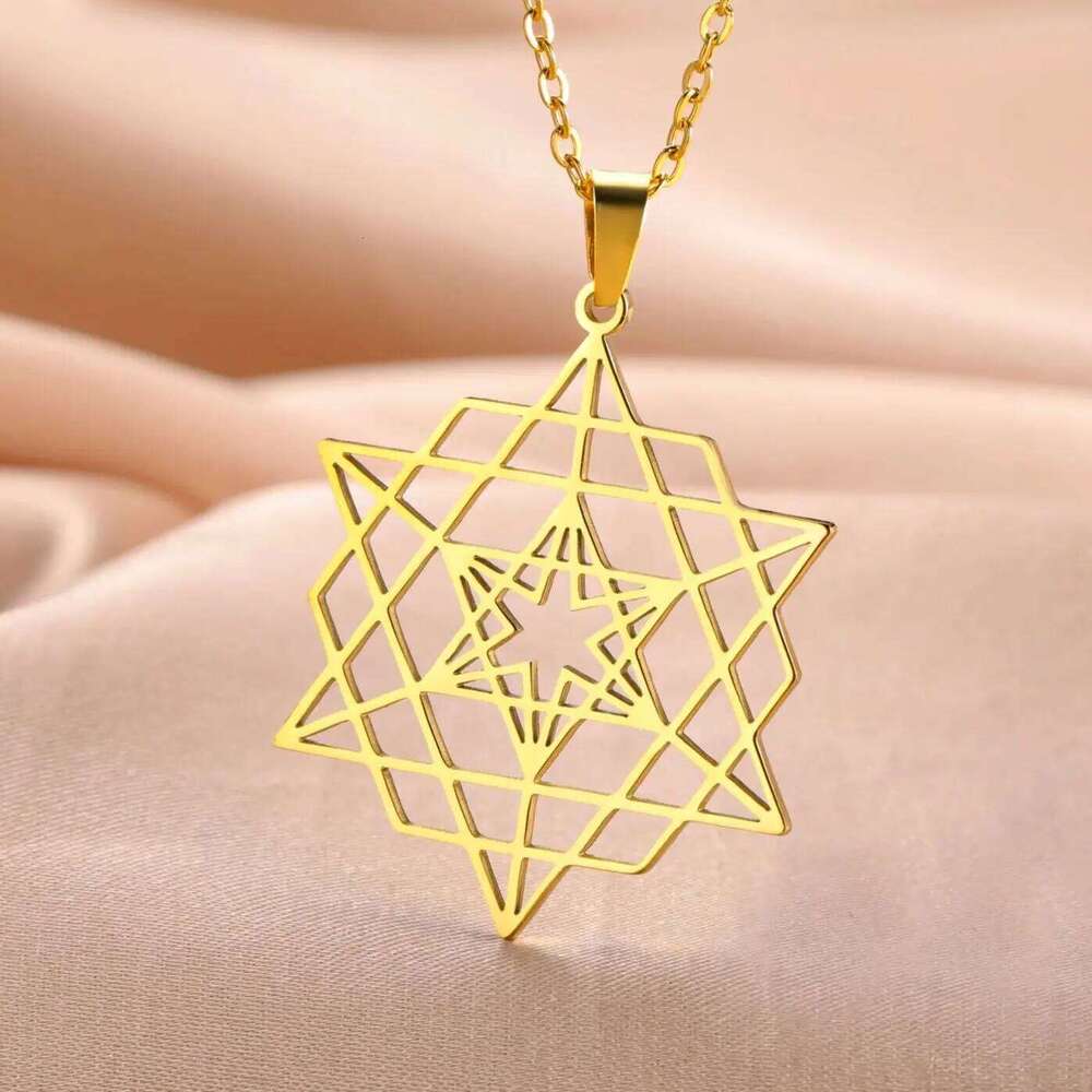 LIKGREAT Merkabah Tetrahedron Necklace for Women Men Stainless Steel Sacred Geometry Star of David Pendant Amulet Jewelry H260312