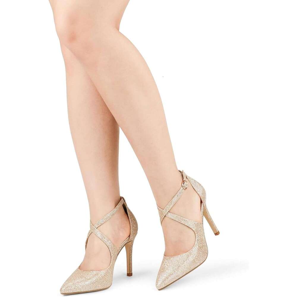 Womens Pointed Toe D Orsay Pumps Stilettos High Heel Crossed Ankle Strap Dress Shoes MOJIDASHU