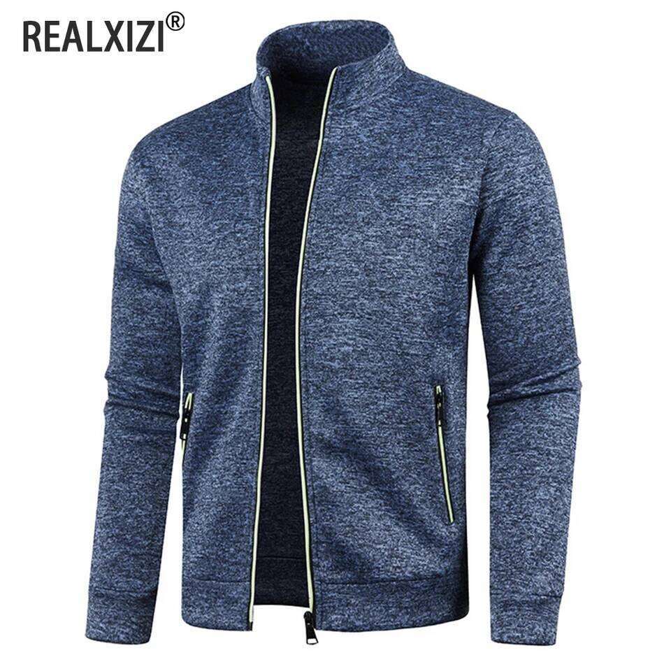 Men Zipper Jackets Standing Collar Sweatshirt Outdoor Streetwear Casual Coat Long Sleeve Coats Men's Clothing M-4XL 26Y0313