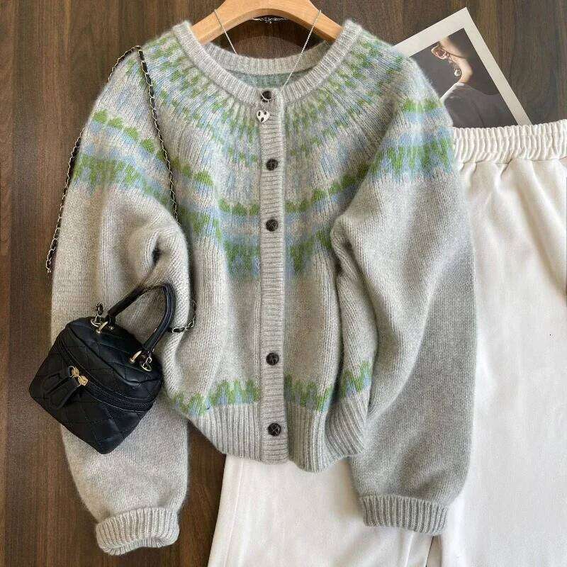 Vintage Cardigan Women Autumn Winter Clothing Sueter Mujer Korean Pull Femme Thicked Fashion Casual Knit Oversized Sweater Tops Z260314