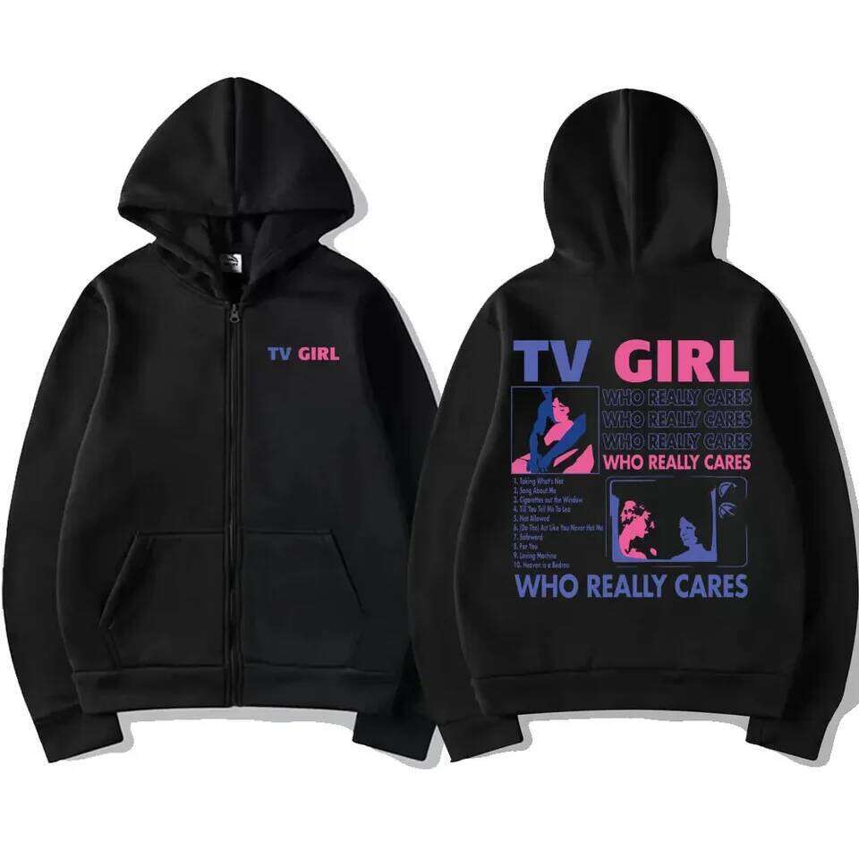 Men Women TV Who Really Cares Graphic Print Zipper Hoodie Fashion Casual Oversized Jacket Fleece Long Sleeve Sweatshirts 26Y0313