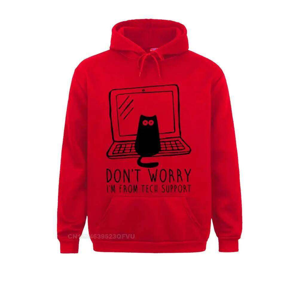 Men's I'm From Tech Support Sweater Cats Geek Programming Engineering Software Engineer Cotton Funny Oversized Hoodie Z260314