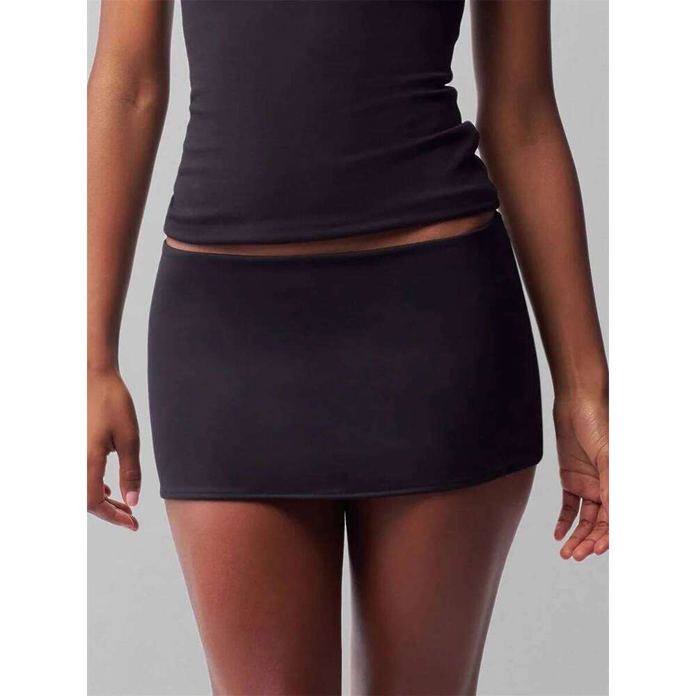 Women Micro Mini Sexy Solid Color Low Waist Slim Fit Pencil Stretchy Tight Short Skirt for Club Night Out Z260314