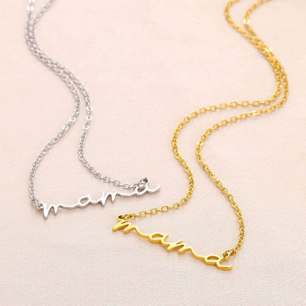 Mom Gift Tiny Mama Letter Necklace Minimalist Necklaces Gold Color Stainless Steel Dainty Mothers Chain Choker Fashion Jewelry H260312