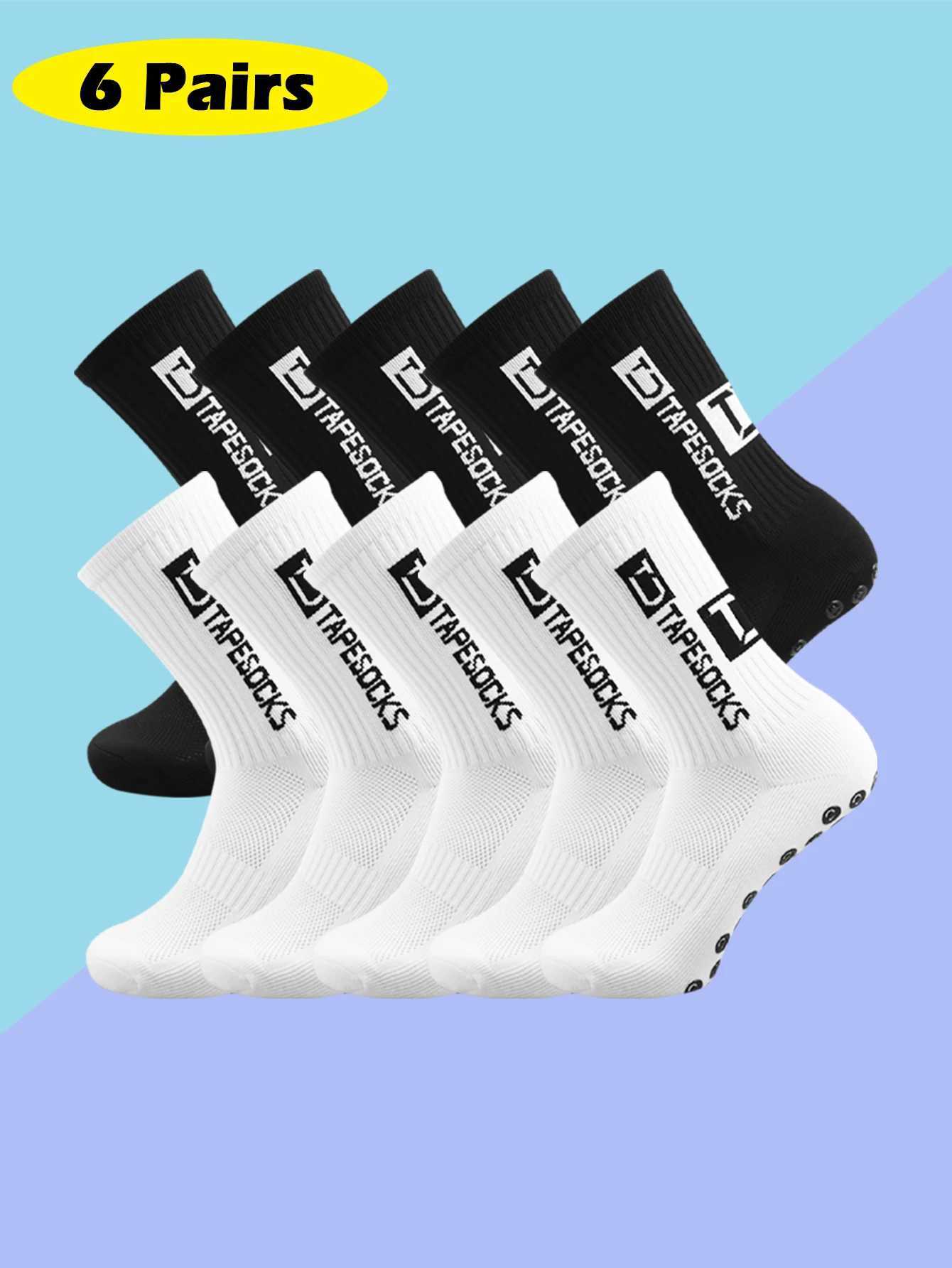 6 Pairs of football socks sports socks mens mid-calf socks silicone non-slip dot socks basketball yoga socks D260313