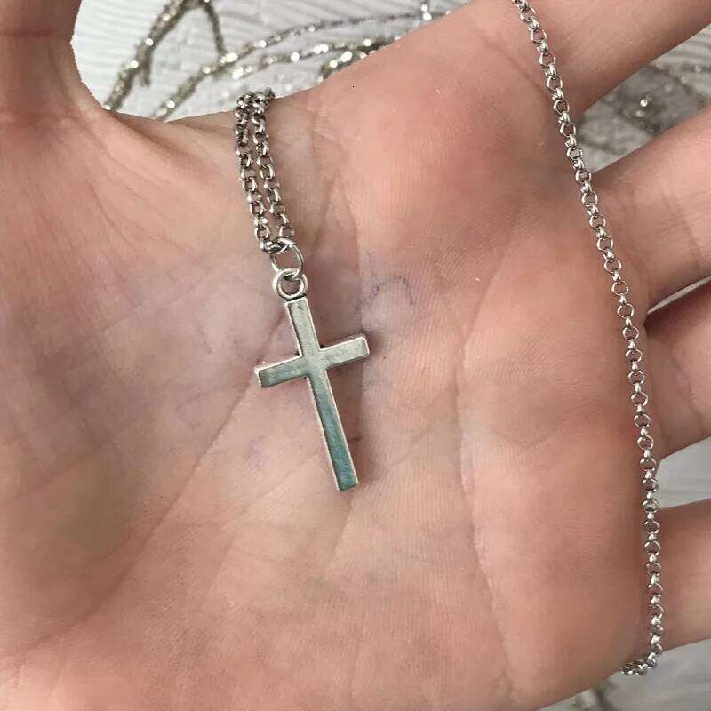Simple Classic Fashion Double Sided Cross Antique Silver Color Pendant Girl Short Long Chain Necklaces Jewelry For Women H260312