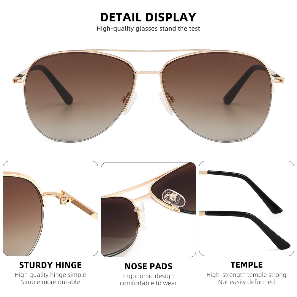 Classic Oversized Sunglasses for Men Women Polarized UV Protection Retro Metal Frame Trendy Outdoor Driving Shades 260312