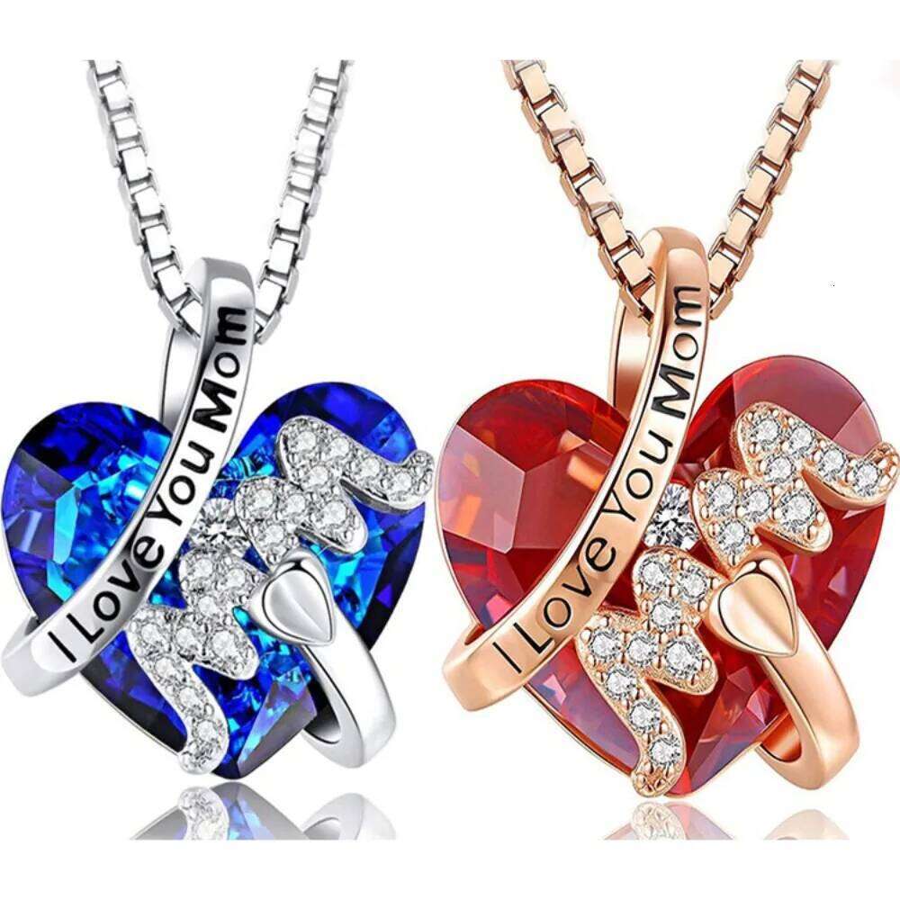 Mom Gift Jewelry Heart Red/Blue Pendant Fashion Mother's Day Necklace Women Mother H260312