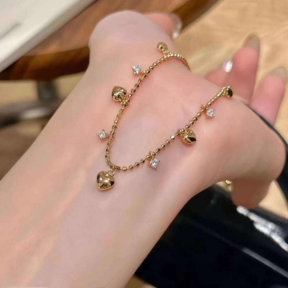Lucky Colorful Love Heart Beads Shiny Zircon Water Drop Bracelet for Women New Fashion Delicate Charm Jewelry Gift Wholesale Z260313